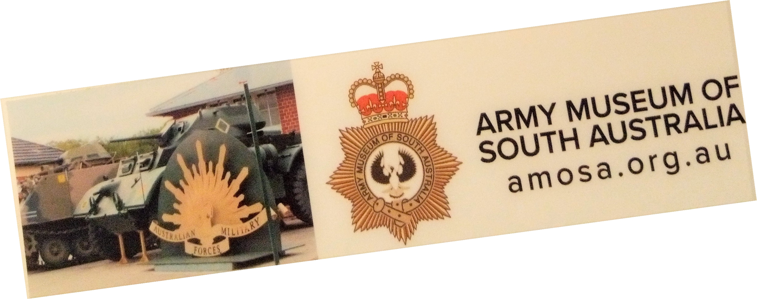 Bumper sticker outside exhibits